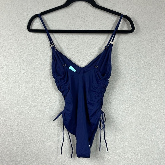 New Melissa Odabash Havana Navy Blue One Piece Swim Suit Ruched Sz 6 - Picture 6 of 14